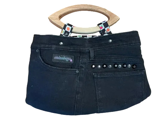 Quilted Black Denim Clutch