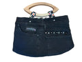 Quilted Black Denim Clutch