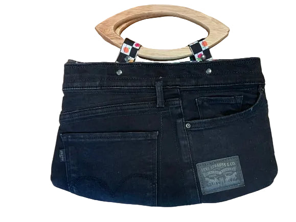 Quilted Black Denim Clutch