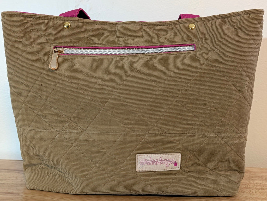 Small and Smart Tote Bag - brown corduroy