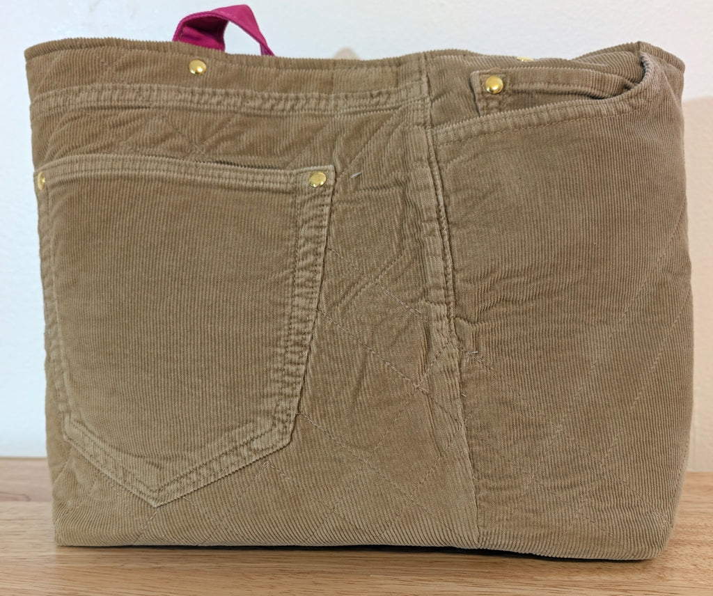 Small and Smart Tote Bag - brown corduroy