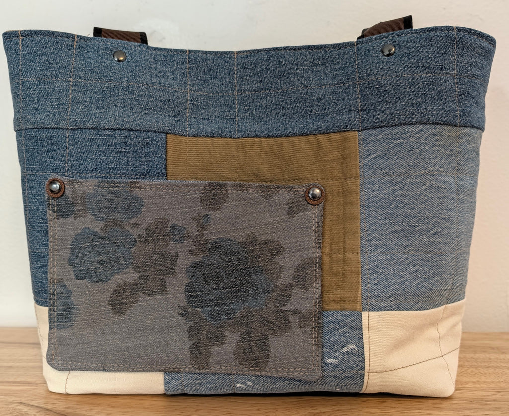 Small and Smart Tote Bag - multi denim