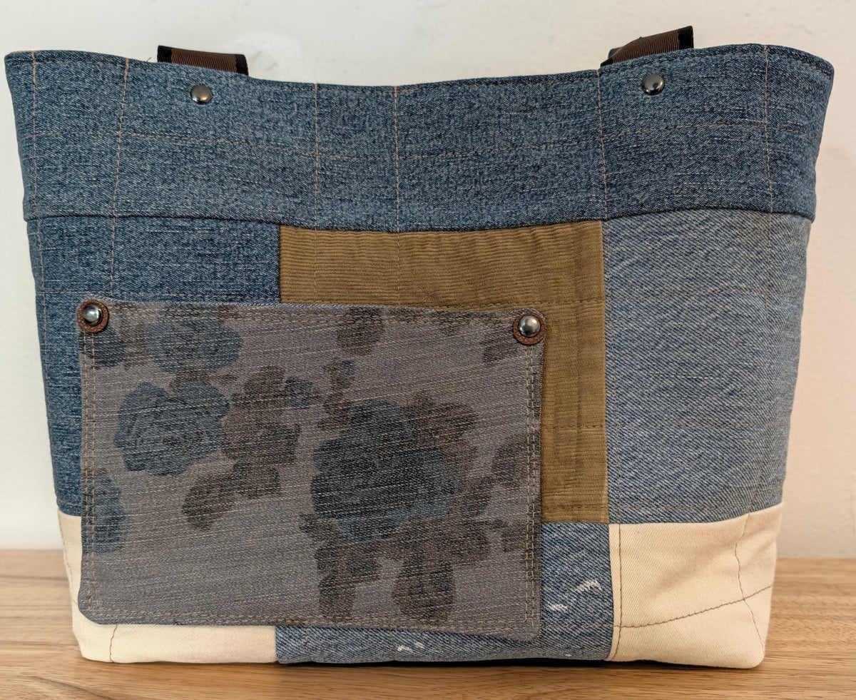 Small and Smart Tote Bag - multi denim